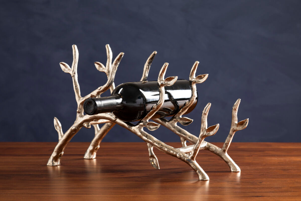 Adria Silver Finish Wine Rack with Branch Design