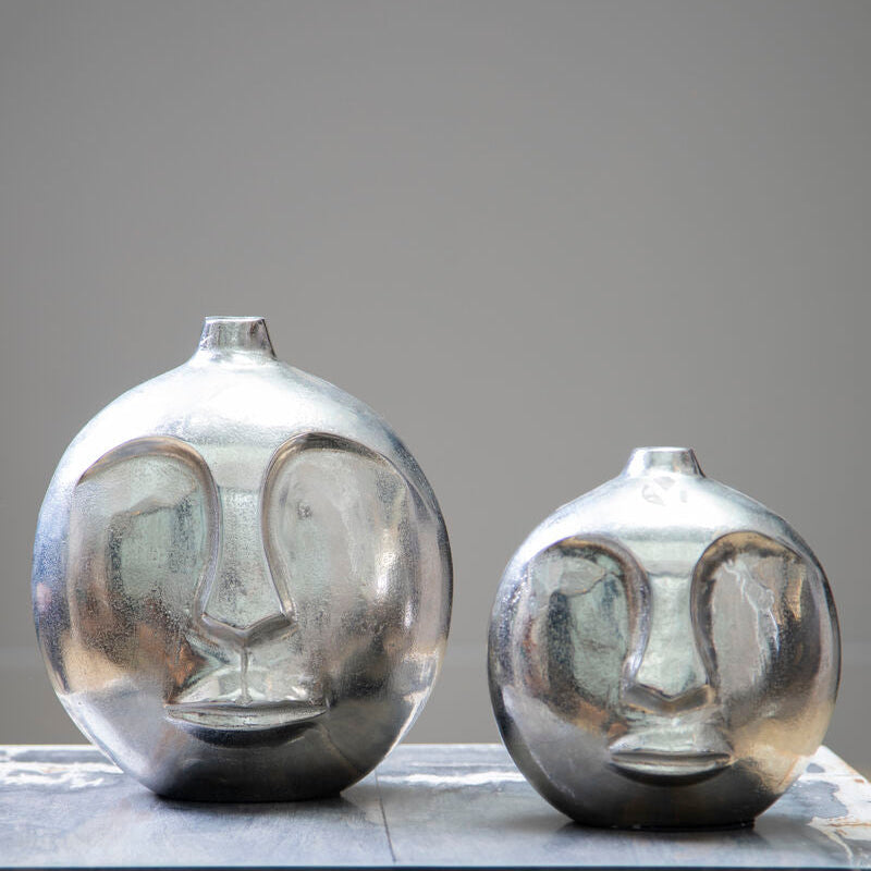Large Silver Face Round Vase | Viso