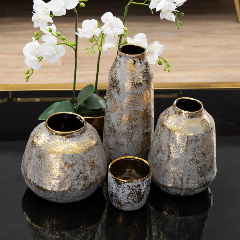 Large Grey and Gold Ceramic Vase | Orvena