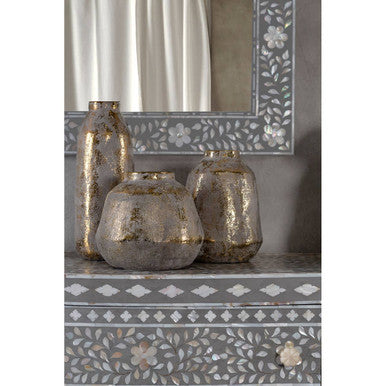 Large Grey and Gold Ceramic Vase | Orvena
