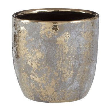Large Grey and Gold Ceramic Planter | Orvena