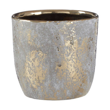 Small Grey and Gold Ceramic Planter | Orvena