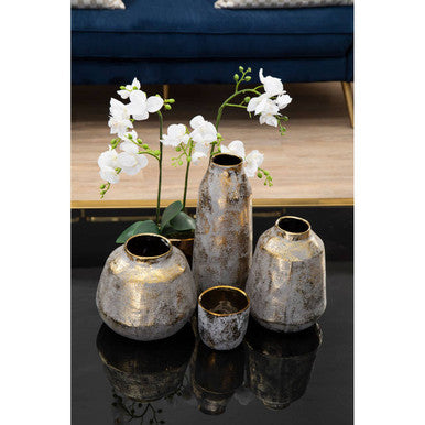 Small Grey and Gold Ceramic Planter | Orvena