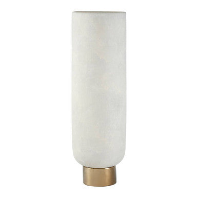 White and Gold Large Pedestal Vase | Callie