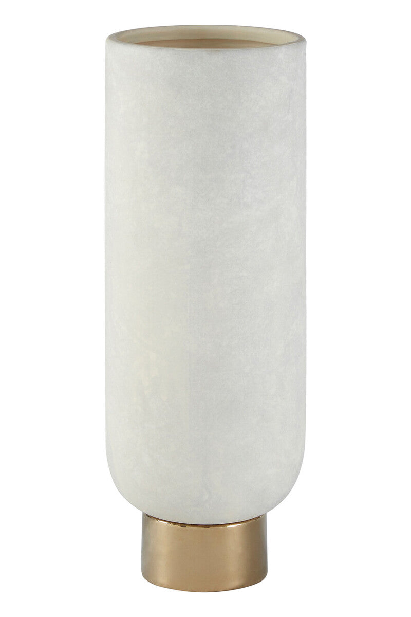 White and Gold Small Pedestal Vase | Callie
