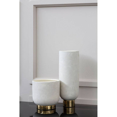 White and Gold Large Ceramic Planter | Callie