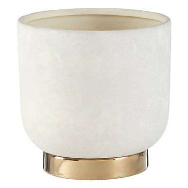 White and Gold Small Ceramic Planter | Callie