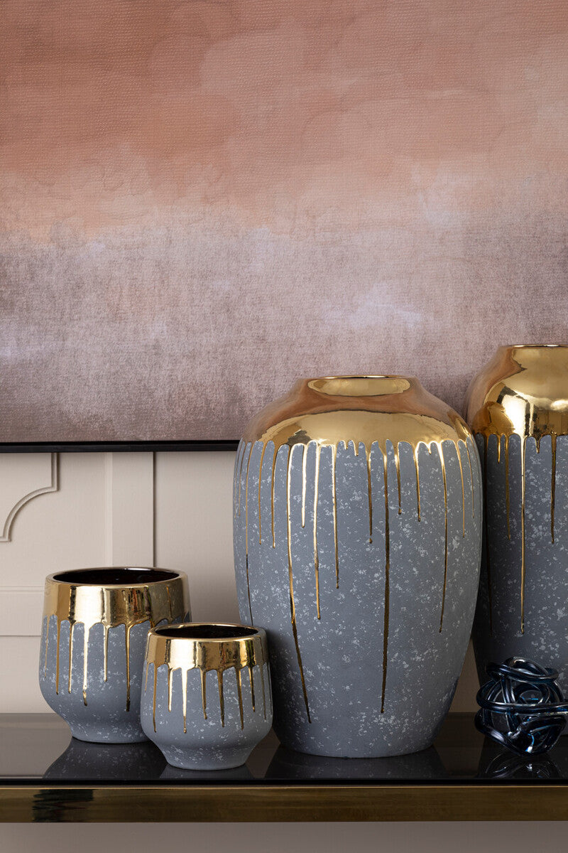 Grey and Gold Large Vase | Cyrus