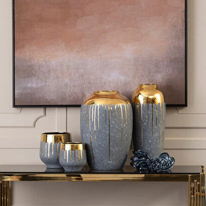 Grey and Gold Large Vase | Cyrus