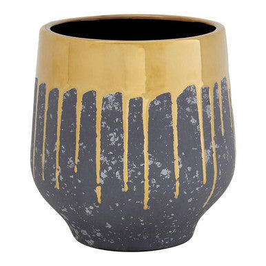 Large Grey and Gold Finish Planter | Cyrus