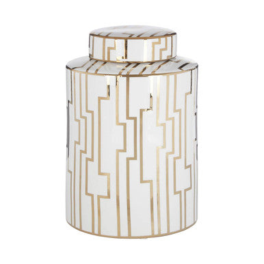 Ariana White and Gold Large Decorative Ceramic Jar