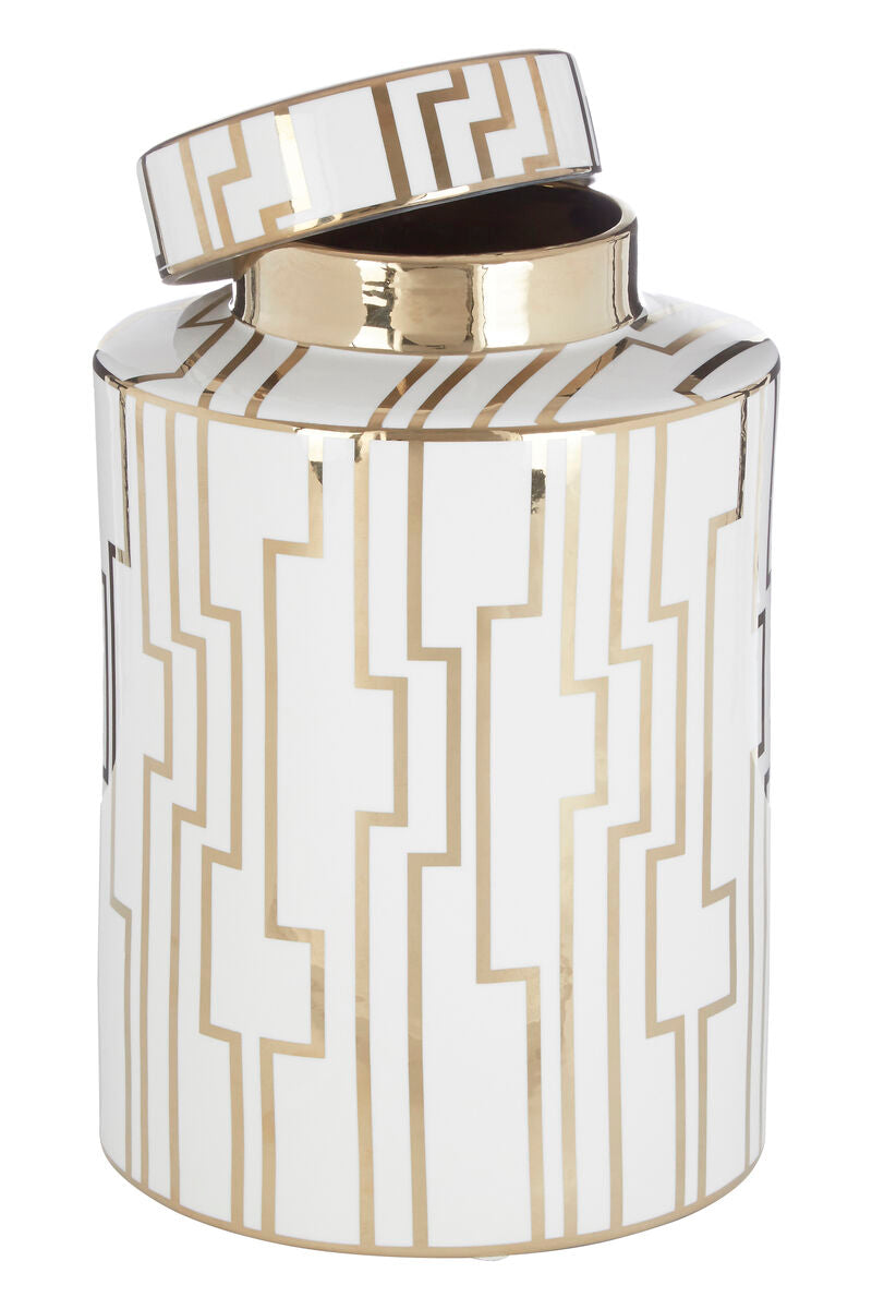 Ariana White and Gold Large Decorative Ceramic Jar