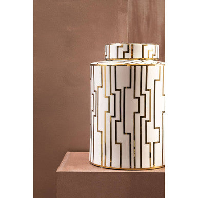 Ariana White and Gold Large Decorative Ceramic Jar