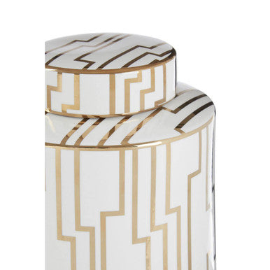 Ariana White and Gold Large Decorative Ceramic Jar