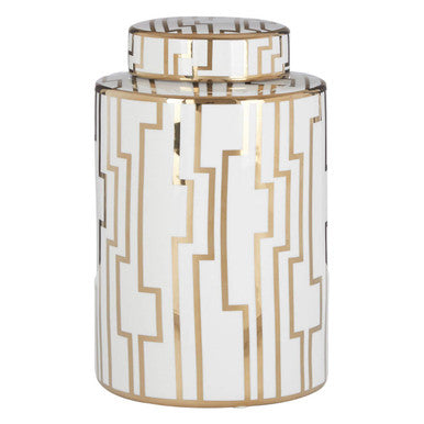 Ariana White and Gold Small Decorative Ceramic Jar