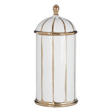 Large White and Gold Ceramic Jar | Coletta