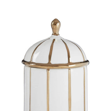 Large White and Gold Ceramic Jar | Coletta