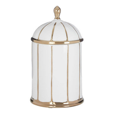 Medium White and Gold Ceramic Jar | Coletta