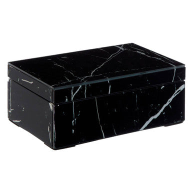 Small Black Marble Design Glass Trinket Box | Renata