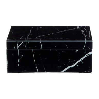 Small Black Marble Design Glass Trinket Box | Renata