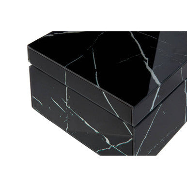Small Black Marble Design Glass Trinket Box | Renata