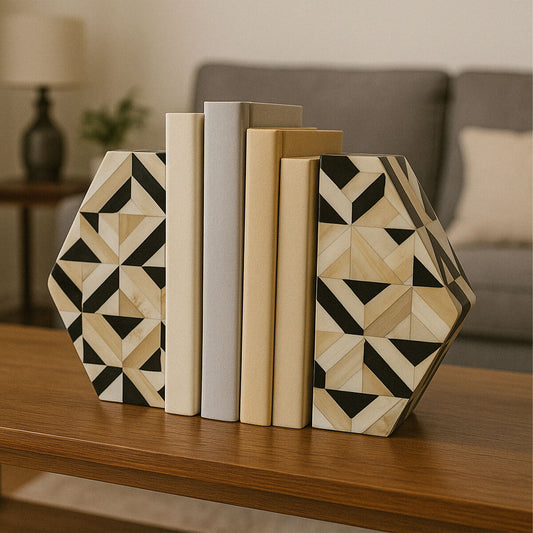 Ivory and Black Set of 2 Bookends | Harlo