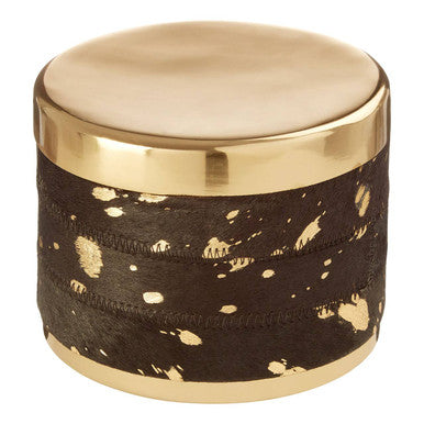 Large Gold and Black Hair on Leather Trinket Box | Bowerbird