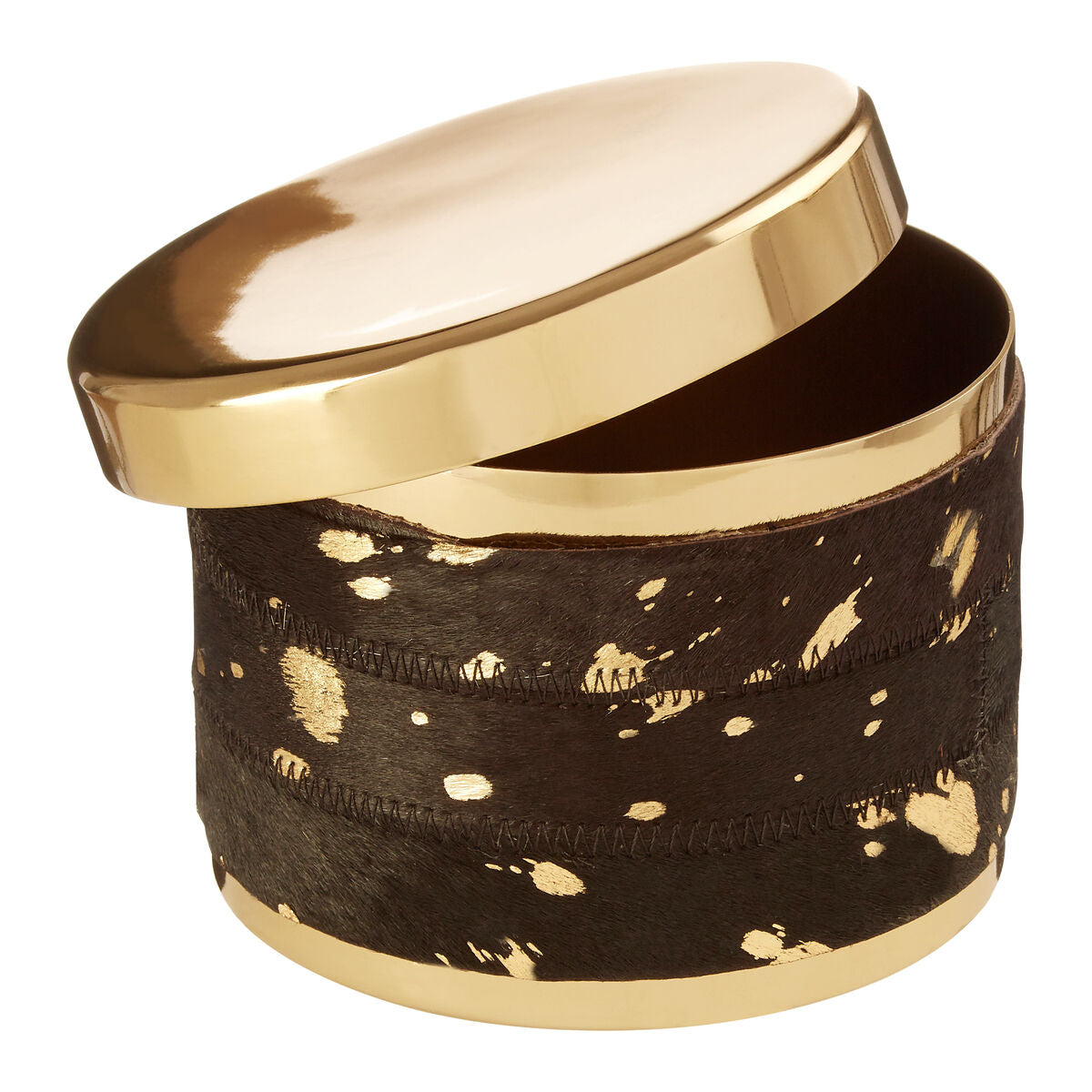 Large Gold and Black Hair on Leather Trinket Box | Bowerbird