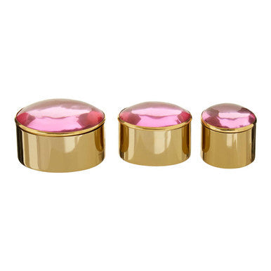 Set of 3 Trinket Boxes with Pink Lids | Nixie