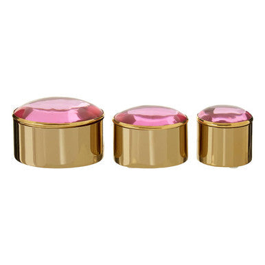 Set of 3 Trinket Boxes with Pink Lids | Nixie