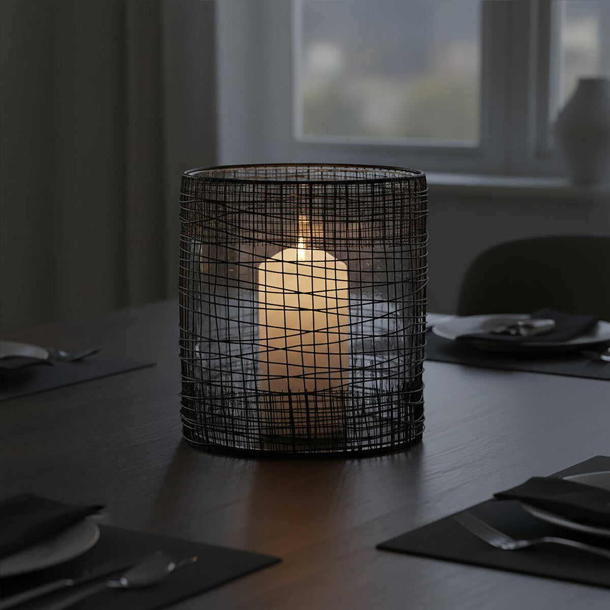Woven Wire Candle Holder with Glass Insert | Trento