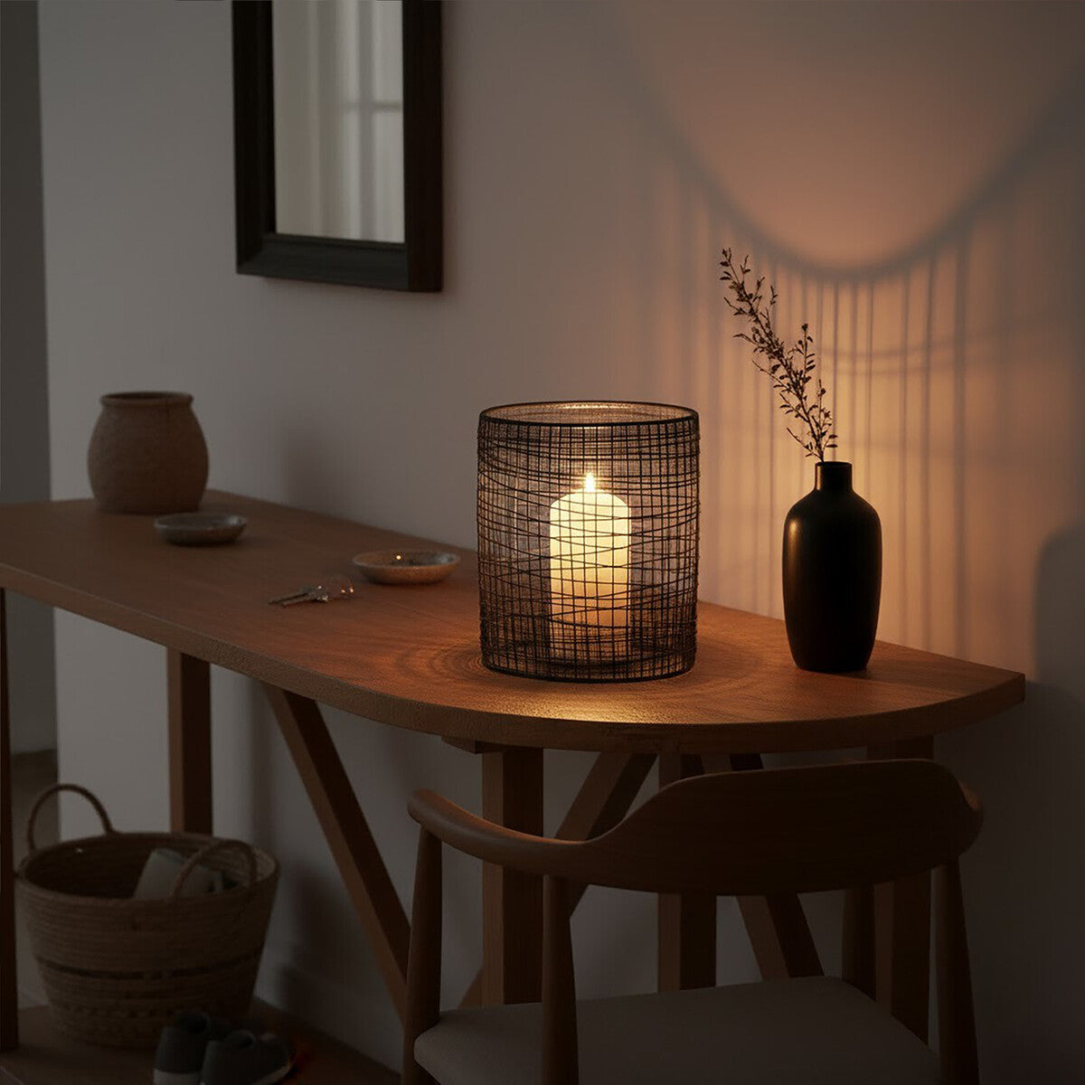 Woven Wire Candle Holder with Glass Insert | Trento