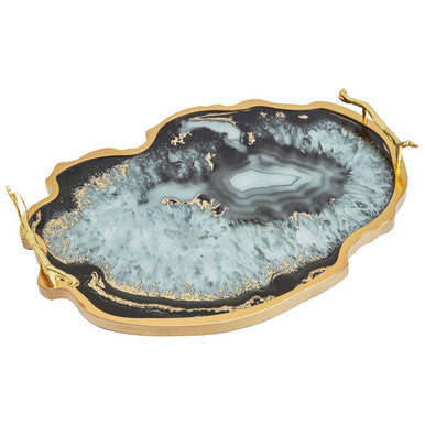 Black and Gold Agate Tray | Celina