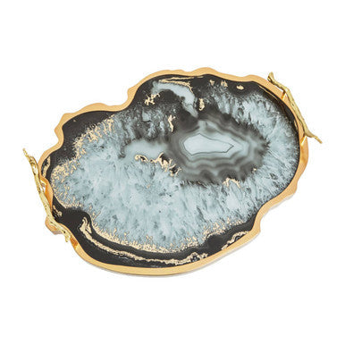 Black and Gold Agate Tray | Celina