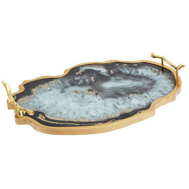Black and Gold Agate Tray | Celina