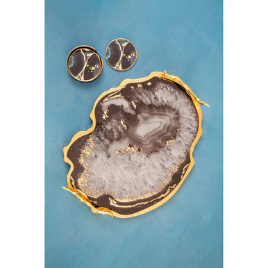 Black and Gold Agate Tray | Celina
