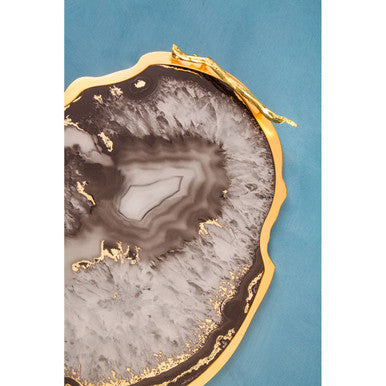 Black and Gold Agate Tray | Celina