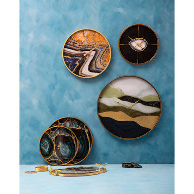 Black and Gold Agate Tray | Celina