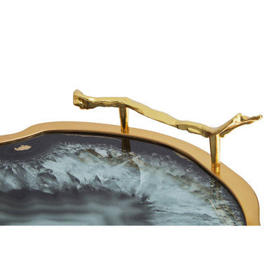 Black and Gold Agate Tray | Celina