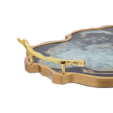 Black and Gold Agate Tray | Celina