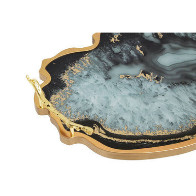 Black and Gold Agate Tray | Celina
