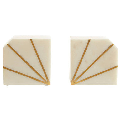 White Marble and Gold Bookends | Sena