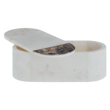 White Marble and Paua Shell Trinket Box | Marella