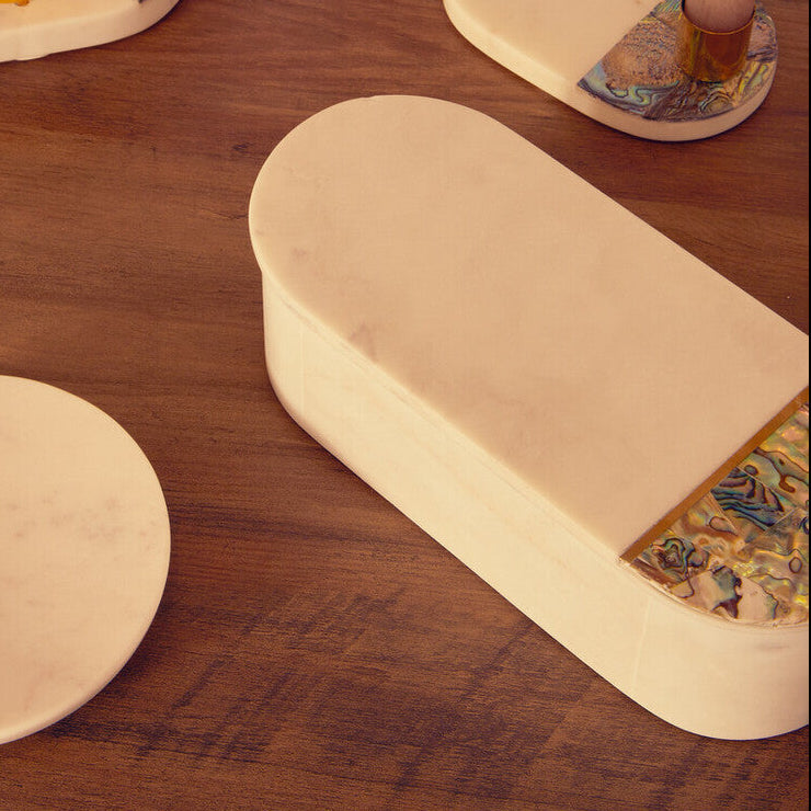 White Marble and Paua Shell Trinket Box | Marella