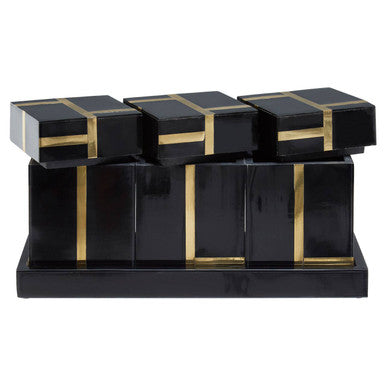 Black and Gold Set of 3 Jars with Tray | Odell