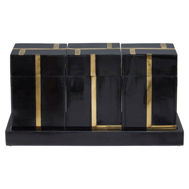 Black and Gold Set of 3 Jars with Tray | Odell