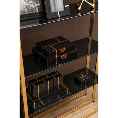 Black and Gold Set of 3 Jars with Tray | Odell