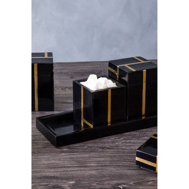 Black and Gold Set of 3 Jars with Tray | Odell