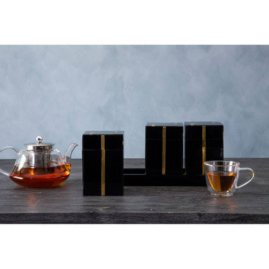 Black and Gold Set of 3 Jars with Tray | Odell
