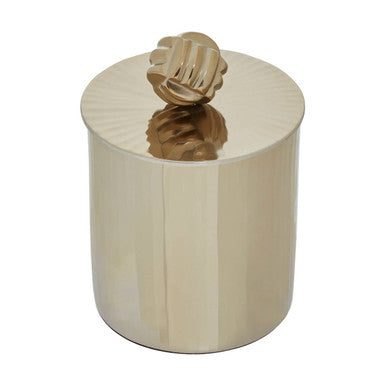 Amreli Gold Metal Large Trinket Box with Vertical Texture